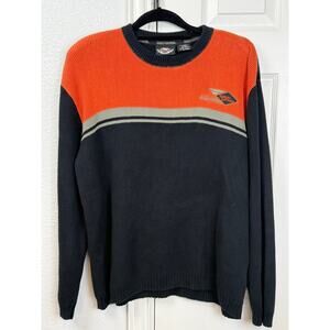Vintage Harley-Davidson Knit Sweater Men’s Large Orange Black Cotton